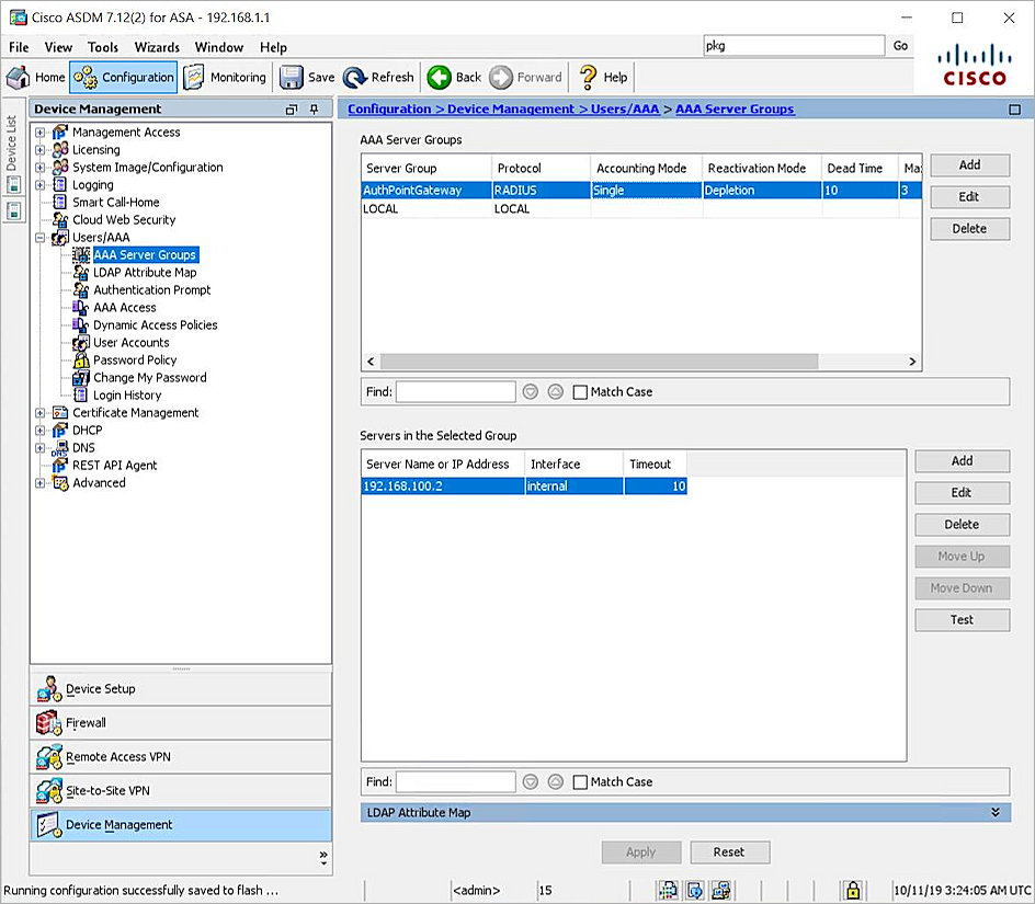 Screenshot of the add AAA Server done page